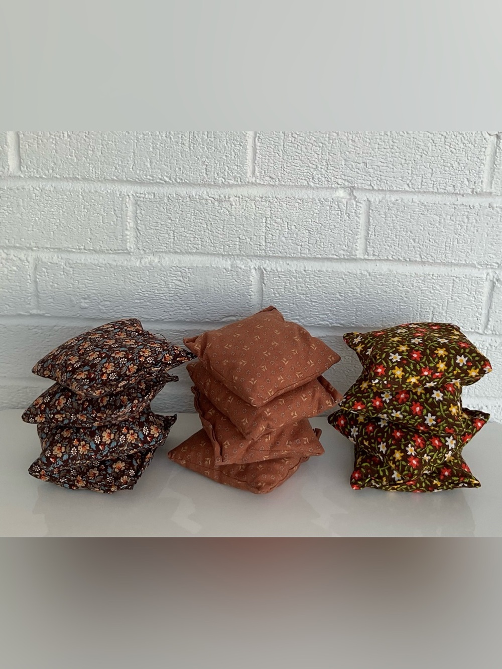 Handmade Rice Filled Bean Bags 3 Sets of 4 12 Total Fabric Toss Game 3.5”